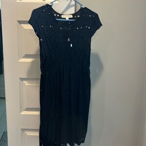 Short sleeve little black dress.